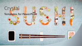  Presentation with image resolution - Presentation theme consisting of traditional-japanese-sushi-pieces-making background and a soft green colored foreground