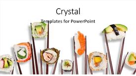  Presentation with image resolution - Slide set enhanced with traditional japanese sushi pieces placed background and a white colored foreground