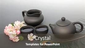  Presentation with free traditional - PPT layouts with traditional-japanese-tea-ceremony background and a dark gray colored foreground