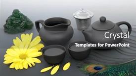  Presentation with traditional drink - Slide deck consisting of traditional-japanese-tea-ceremony background and a dark gray colored foreground