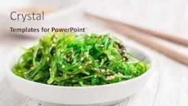  Presentation with salad - Colorful PPT theme enhanced with traditional-japanese-wakame-salad backdrop and a lemonade colored foreground