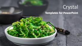  Presentation with salad - Slide deck enhanced with traditional-japanese-wakame-salad background and a gray colored foreground