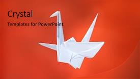  Presentation with origami crane - Slide set consisting of traditional japanese white origami crane background and a red colored foreground