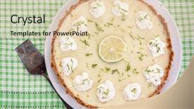  Presentation with lime - Cool new slide deck with traditional key lime pie decorated with whipped cream and lime zest on a dish backdrop and a lemonade colored foreground