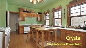  Presentation with concert on the green - Presentation theme consisting of traditional kitchen with green walls background and a tawny brown colored foreground