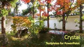 Presentation with maple - Presentation design enhanced with traditional kokoen garden with maple tree background and a tawny brown colored foreground