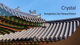  Presentation with roof - PPT theme featuring traditional korean architecture roof eave background and a light blue colored foreground