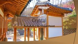  Presentation with korean building - Colorful slide deck enhanced with traditional-korean-architecture-wooden-building backdrop and a red colored foreground
