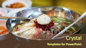  Presentation with korean culture - Amazing slides having traditional korean cuisine dish backdrop and a  colored foreground