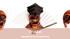  Presentation with korean - Theme consisting of traditional korean mask background and a  colored foreground