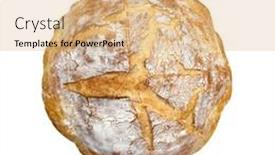  Presentation with white healthy food - PPT theme consisting of traditional-leavened-sourdough-bread-isolated background and a coral colored foreground