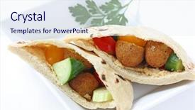  Presentation with porch of falafel - Theme having traditional lebanese food - falafel pita sandwich background and a sky blue colored foreground