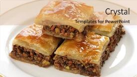  Presentation with dessert - Presentation theme having traditional lebanese food - homemade baklava turkish dessert background and a coral colored foreground