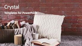  Presentation with brick wall - Amazing theme having traditional literature - pile of books in box backdrop and a tawny brown colored foreground