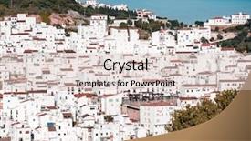  Presentation with traditional houses illustration - Amazing PPT layouts having traditional little white houses spanish backdrop and a lemonade colored foreground