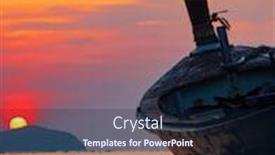  Presentation with boat - Presentation theme having traditional-long-tail-boat background and a navy blue colored foreground