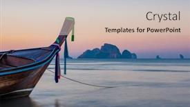  Presentation with boat - Colorful presentation theme enhanced with traditional-long-tail-boat backdrop and a soft green colored foreground