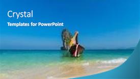  Presentation with boat - Amazing slide deck having traditional-long-tail-boat backdrop and a gray colored foreground