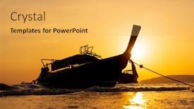  Presentation with sunset beach - Presentation theme consisting of traditional-long-tail-boat background and a yellow colored foreground