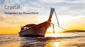  Presentation with sunset beach - Presentation enhanced with traditional-long-tail-boat background and a light blue colored foreground