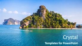  Presentation with calm sea - Slides having traditional longtail thai boat moves background and a ocean colored foreground