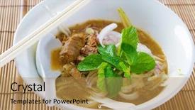  Presentation with asian food - Colorful PPT theme enhanced with traditional malay dish malaysian food backdrop and a coral colored foreground