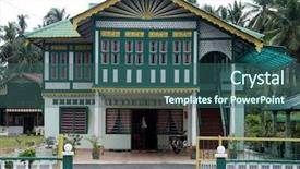  Presentation with malaysia - Presentation theme featuring traditional malay house in malaysia background and a ocean colored foreground