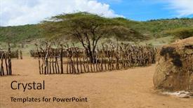  Presentation with africa - Presentation design consisting of traditional masai village in tanzania background and a coral colored foreground
