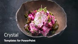  Presentation with beetroot - Slide deck featuring traditional-matie-herring-with-beetroot background and a tawny brown colored foreground