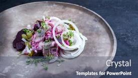  Presentation with beetroot - PPT layouts with traditional-matie-herring-with-beetroot background and a ocean colored foreground