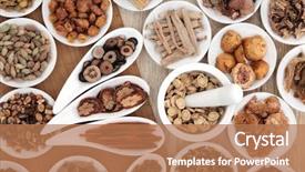  Presentation with herbal medicine - Presentation theme featuring chinese herbal medicine selection background and a coral colored foreground