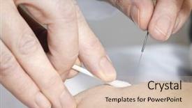  Presentation with acupuncture - Audience pleasing slides consisting of traditional medicine - closeup of acupuncture needle being backdrop and a lemonade colored foreground