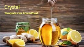  Presentation with traditional medicine medicine - Theme enhanced with traditional medicine - natural ingredients for cough remedy background and a tawny brown colored foreground