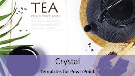  Presentation with open spiral notebook - Presentation design enhanced with traditional medicine - open notebook and asian tea background and a light blue colored foreground