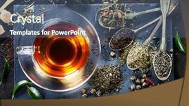  Presentation with spoon - Beautiful presentation design featuring traditional medicine - tea composition with old spoon backdrop and a ocean colored foreground