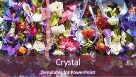  Presentation with craft fair - Beautiful presentation theme featuring traditional medieval crafts fair backdrop and a tawny brown colored foreground