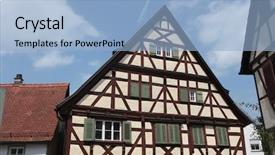  Presentation with medieval - Presentation theme consisting of traditional medieval half-timbered houses background and a  colored foreground