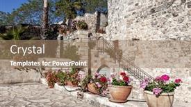  Presentation with residential - Presentation design enhanced with traditional-mediterranean-architectural-style background and a coral colored foreground