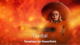  Presentation with sugar skull - Slide set consisting of traditional-mexican-carnival-beautiful-girl background and a crimson colored foreground