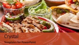  Presentation with food chicken - Presentation design consisting of traditional mexican food cilantro background and a red colored foreground