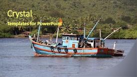  Presentation with goa - Presentation theme having traditional mode - fishing ship in goa india background and a tawny brown colored foreground
