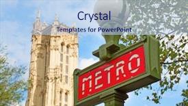  Presentation with paris for birthday - Beautiful PPT layouts featuring traditional mode - paris metropolitain sign agains backdrop and a sky blue colored foreground