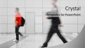  Presentation with airport - Slides with traditional mode - traveller walking through the walkway background and a  colored foreground