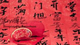  Presentation with calligraphy - Theme enhanced with traditional money bag on calligraphy background and a red colored foreground