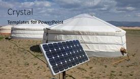  Presentation with mongolia gobi - Presentation theme consisting of traditional mongolian portable round tent background and a light blue colored foreground