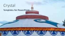  Presentation with mongolia - Beautiful presentation design featuring traditional-mongolian-yurt-home backdrop and a sky blue colored foreground