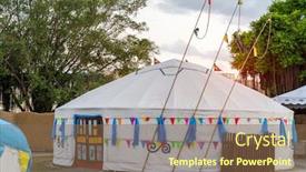  Presentation with mongolia - Presentation theme with traditional-mongolian-yurt-home background and a violet colored foreground