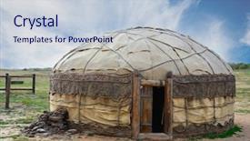  Presentation with mongolian - Slide deck consisting of yurt made of animal skin background and a lemonade colored foreground