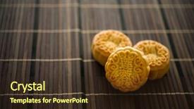  Presentation with traditional chinese character - Theme featuring traditional mooncakes is offered background and a tawny brown colored foreground