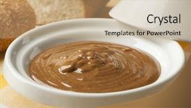  Presentation with almond - PPT theme with traditional moroccan almond amlou and bread background and a coral colored foreground